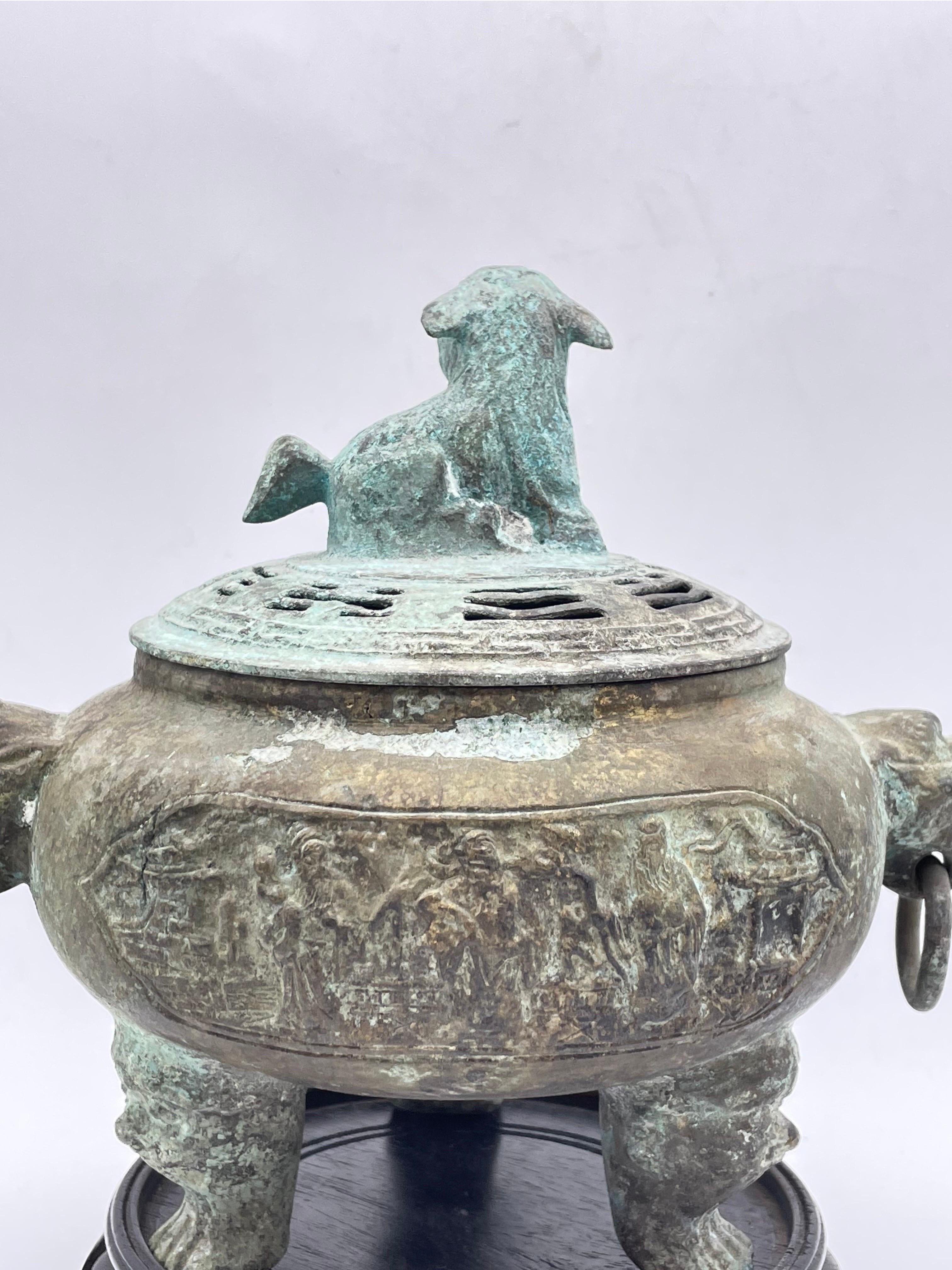 Antique china bronze incense burner For Sale 3