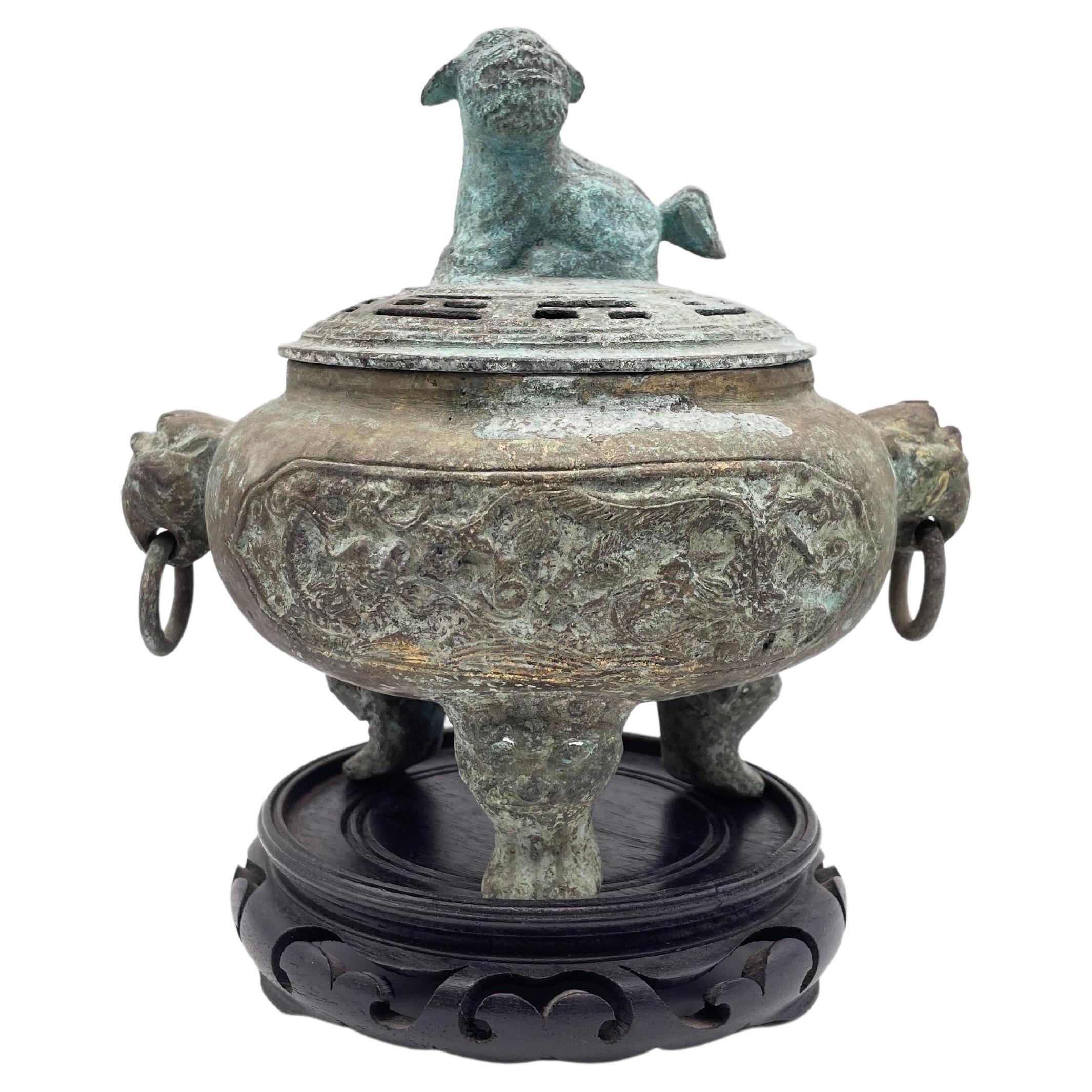 Antique china bronze incense burner For Sale