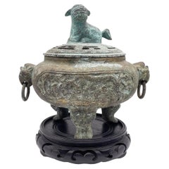 Brûleur d'encens ancien en bronze de porcelaine