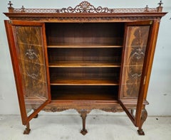 Antique China Cabinet Chippendale Walnut by Royal Furniture Co