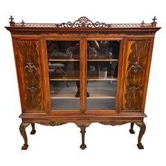 Antique China Cabinet Chippendale in Walnut by Royal Furniture Co