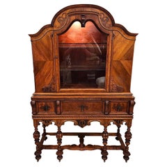 Antique China Cabinet in Walnut by Hellam Furniture Co