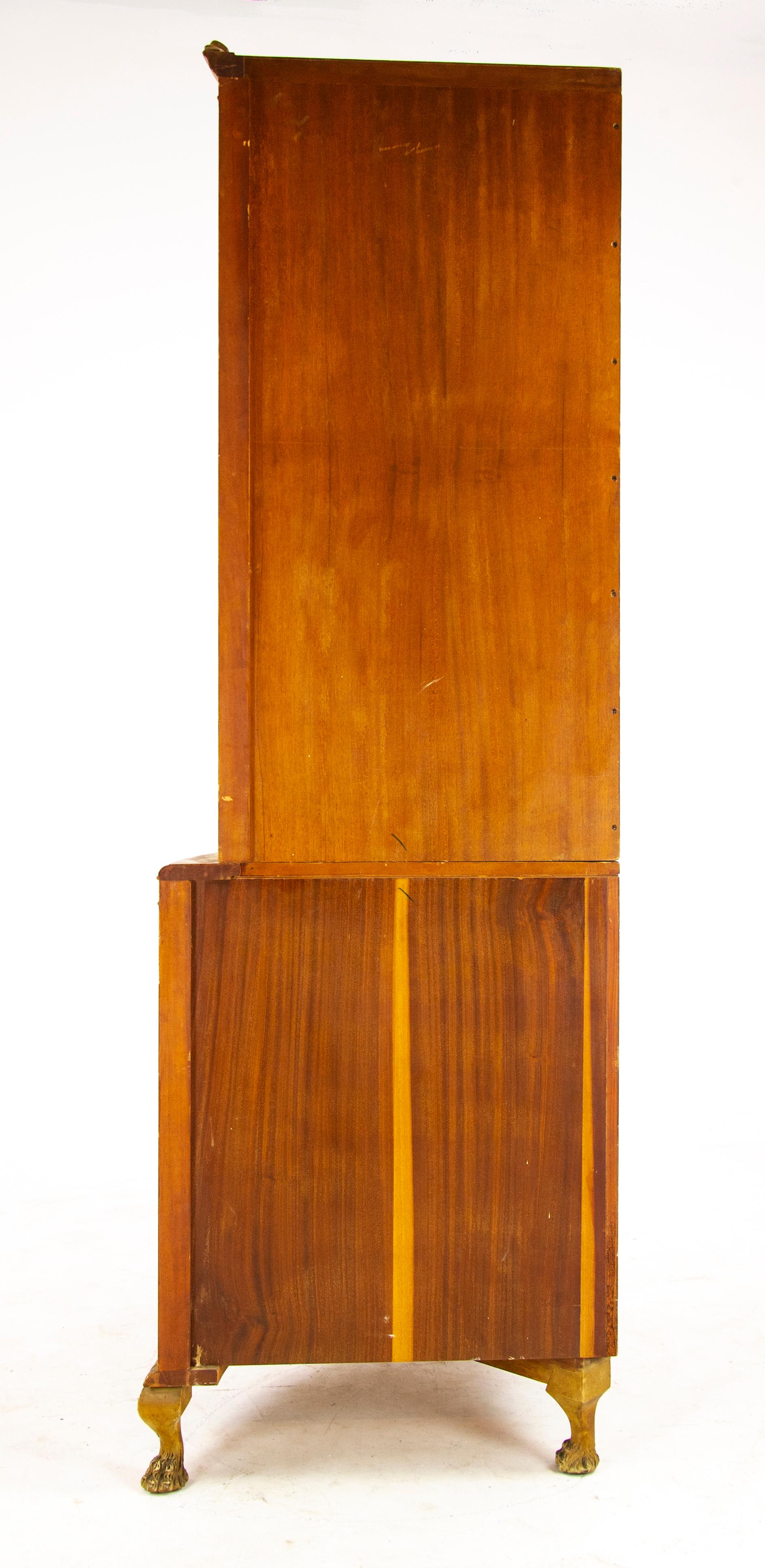 Scottish Antique China Cabinet, Walnut, Bow Front, Curio Cabinet, Scotland, 1930, B1176