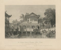 Antique China Consequa House Canton Print – Thomas Allom Steel Engraving 1843