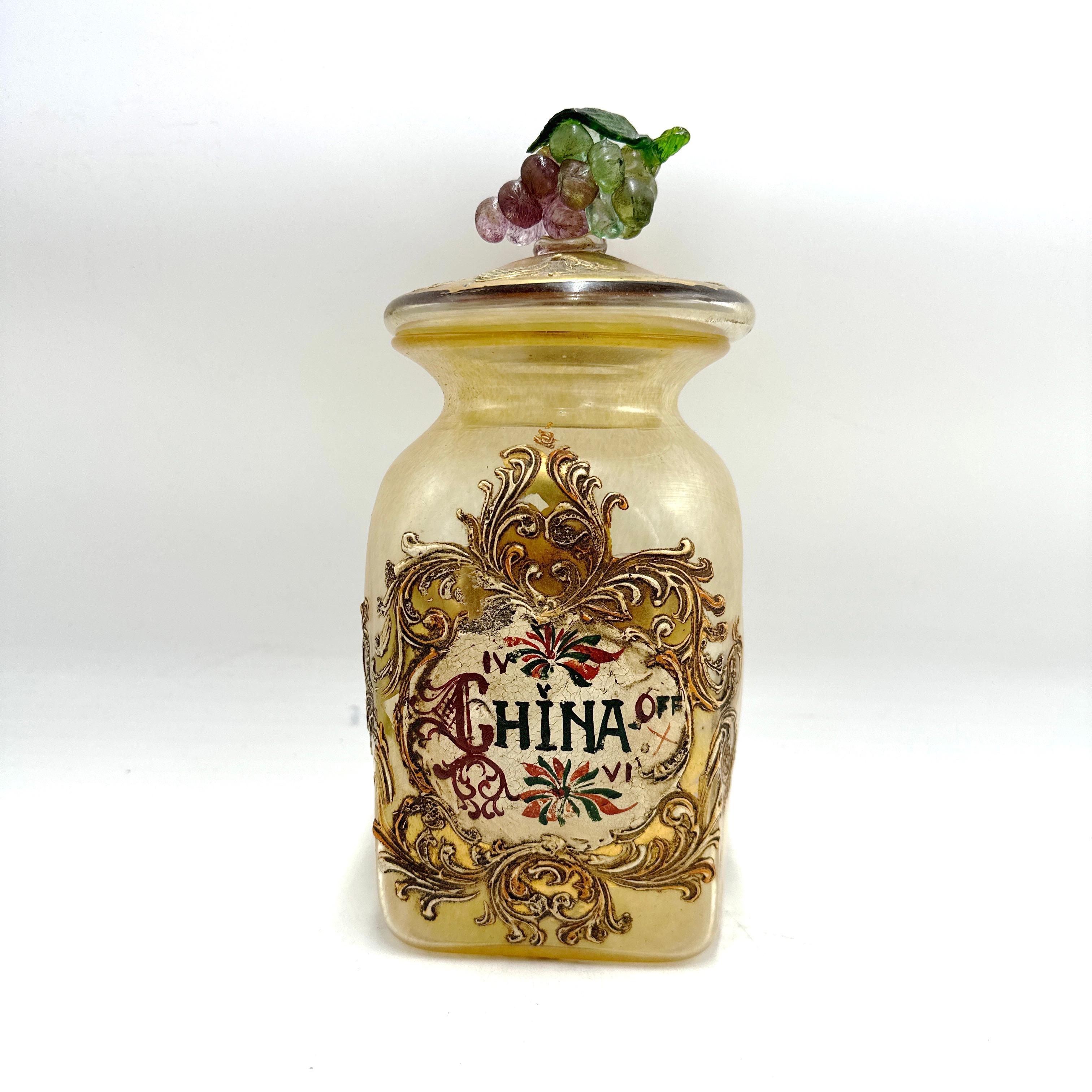 Antico vaso da farmacia in vetro di Murano 