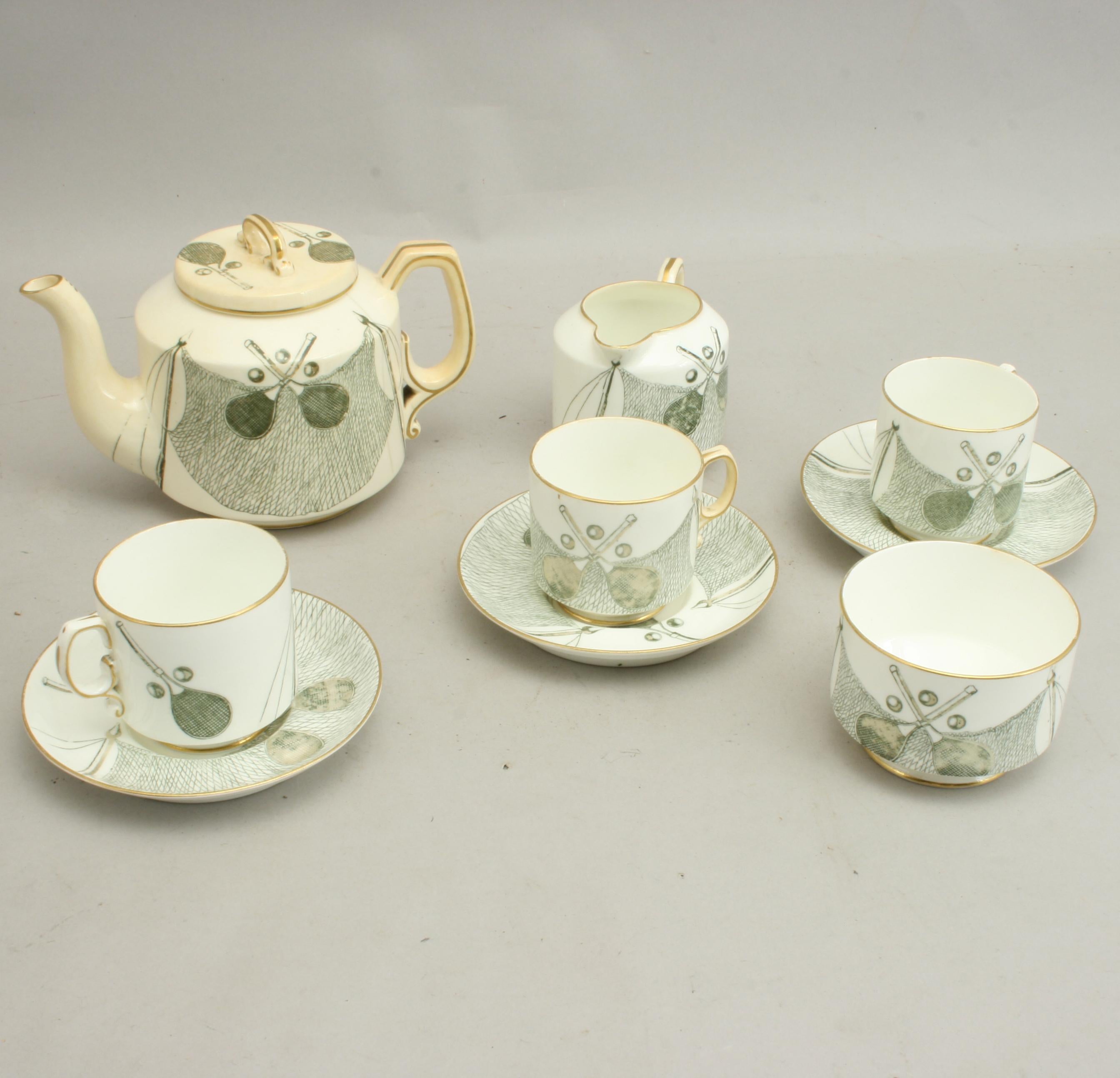 Antique China Tennis Tea Set by George Jones & Sons, 19th Century For Sale 2