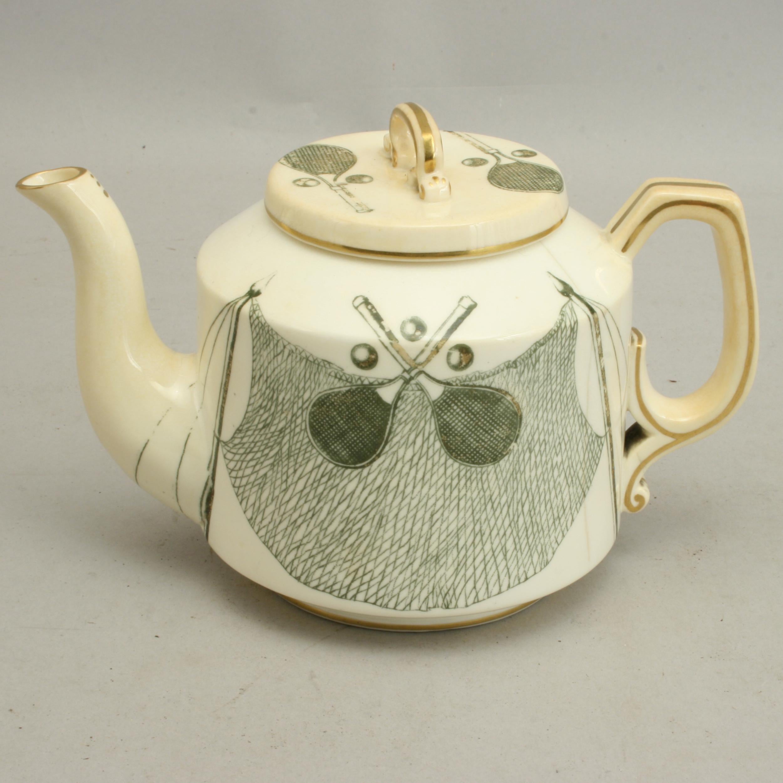 Ceramic Antique China Tennis Tea Set by George Jones & Sons, 19th Century For Sale