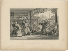 Antique China Theatre Scene Sun and Moon Print – Thomas Allom, 1843