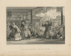 Antique China Theatre Scene Sun and Moon Print – Thomas Allom, 1843