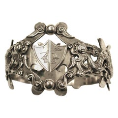 Antique China Trade Silver Dragon Motif Napkin Ring, Dated circa 1880