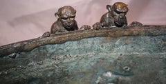 Antique Chines Extra Large Bronze 9 Monkeys Prayer Bowl