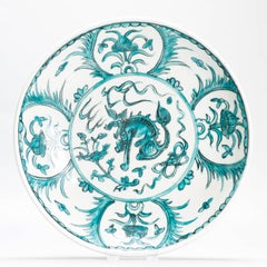 Antique Chinese 16/17C Chinese Porcelain Dish Swatow Flowers Foo Lion