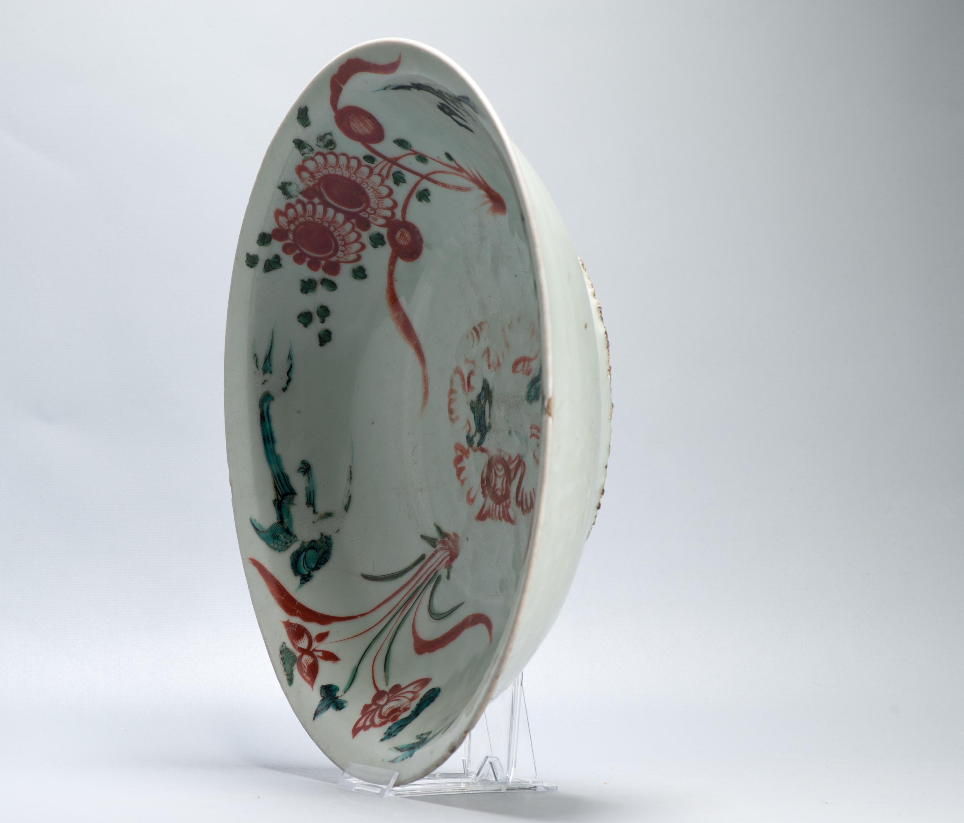 Antiguo plato de porcelana china 16/17C Fénix Swatow León chino en venta 9