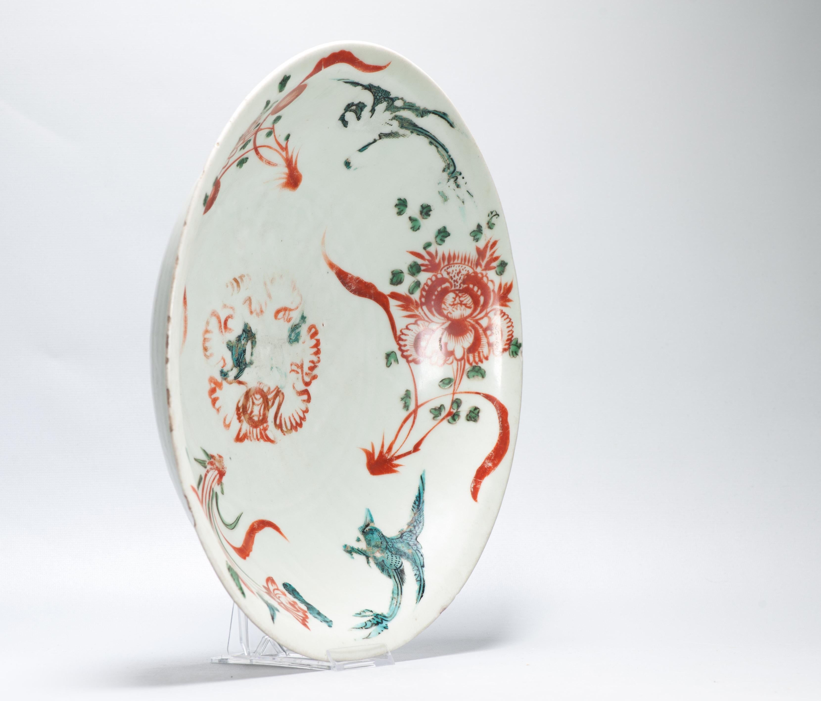 Antiguo plato de porcelana china 16/17C Fénix Swatow León chino siglo XVIII y antes en venta