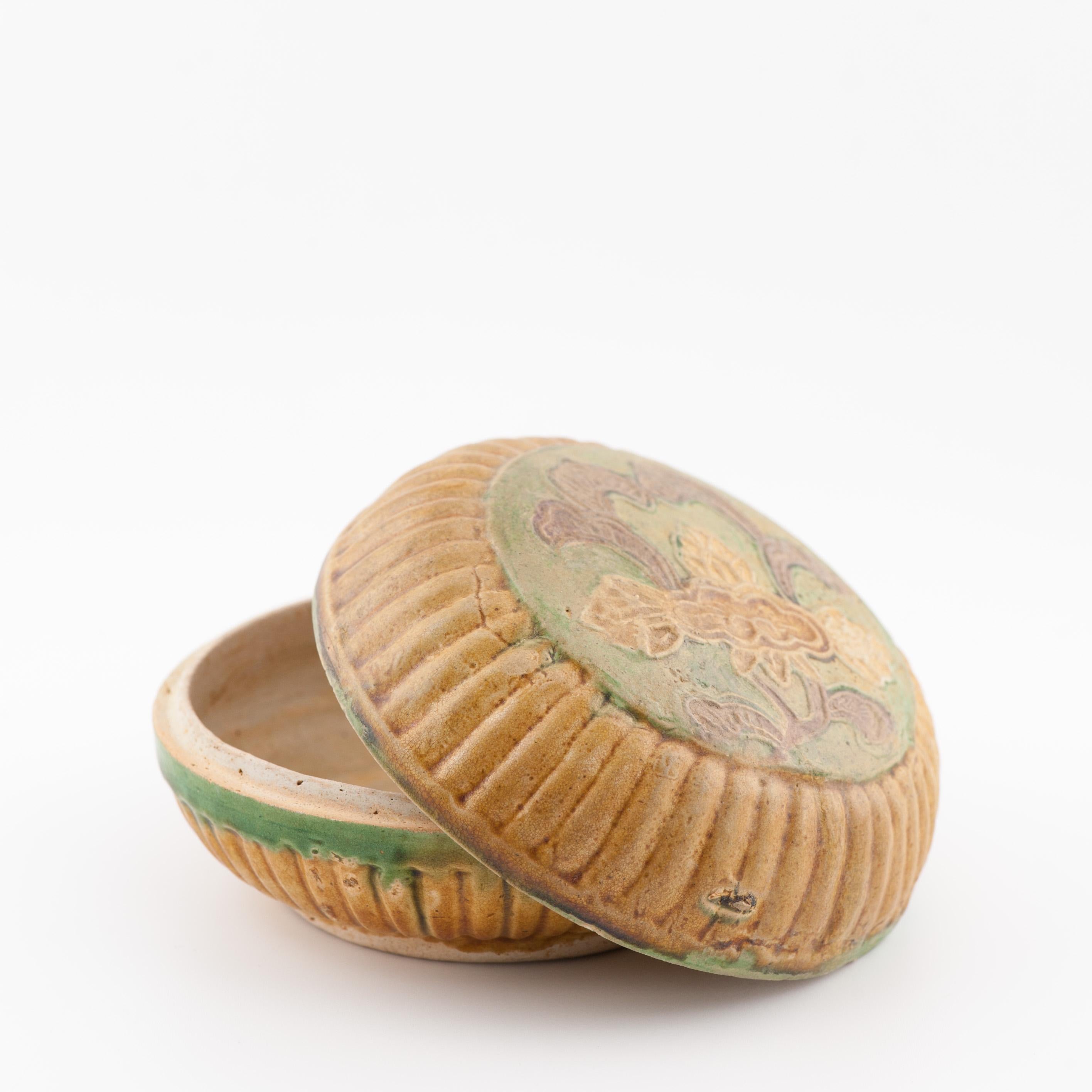 Antique Chinese 16C Sancai Biscuit Green and Yellow Ghendi porcelain/earthenware For Sale 9