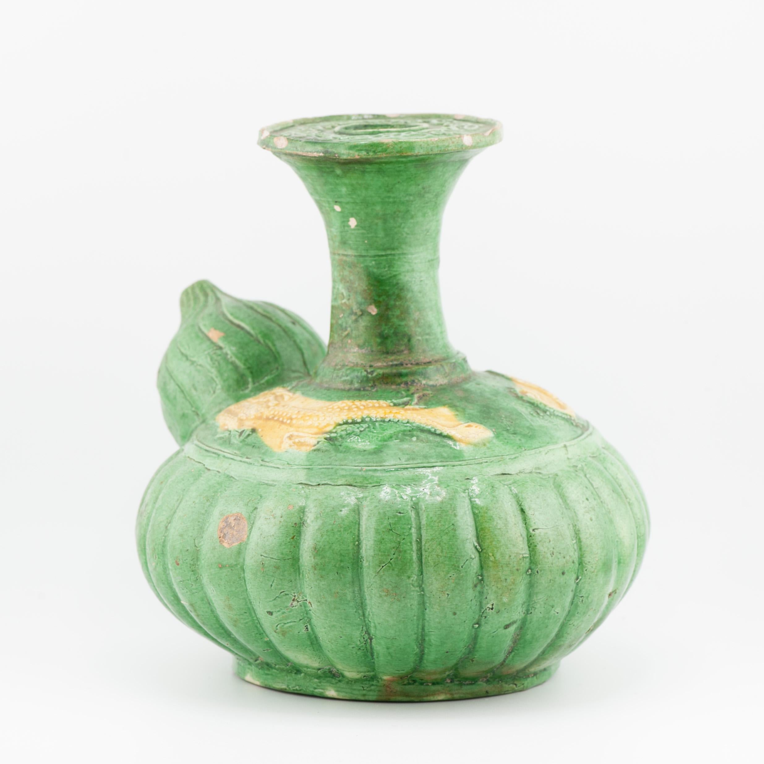 Antique Chinese 16th C Sancai Biscuit Green and Yellow Ghendi porcelain/earth. 5