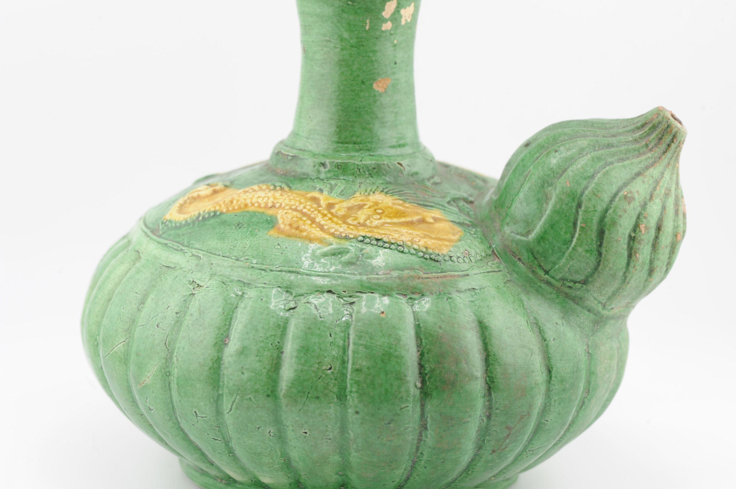 Antique Chinese 16th C Sancai Biscuit Green and Yellow Ghendi porcelain/earth. 7
