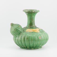 Antique Chinese 16th C Sancai Biscuit Green and Yellow Ghendi porcelain/earth.