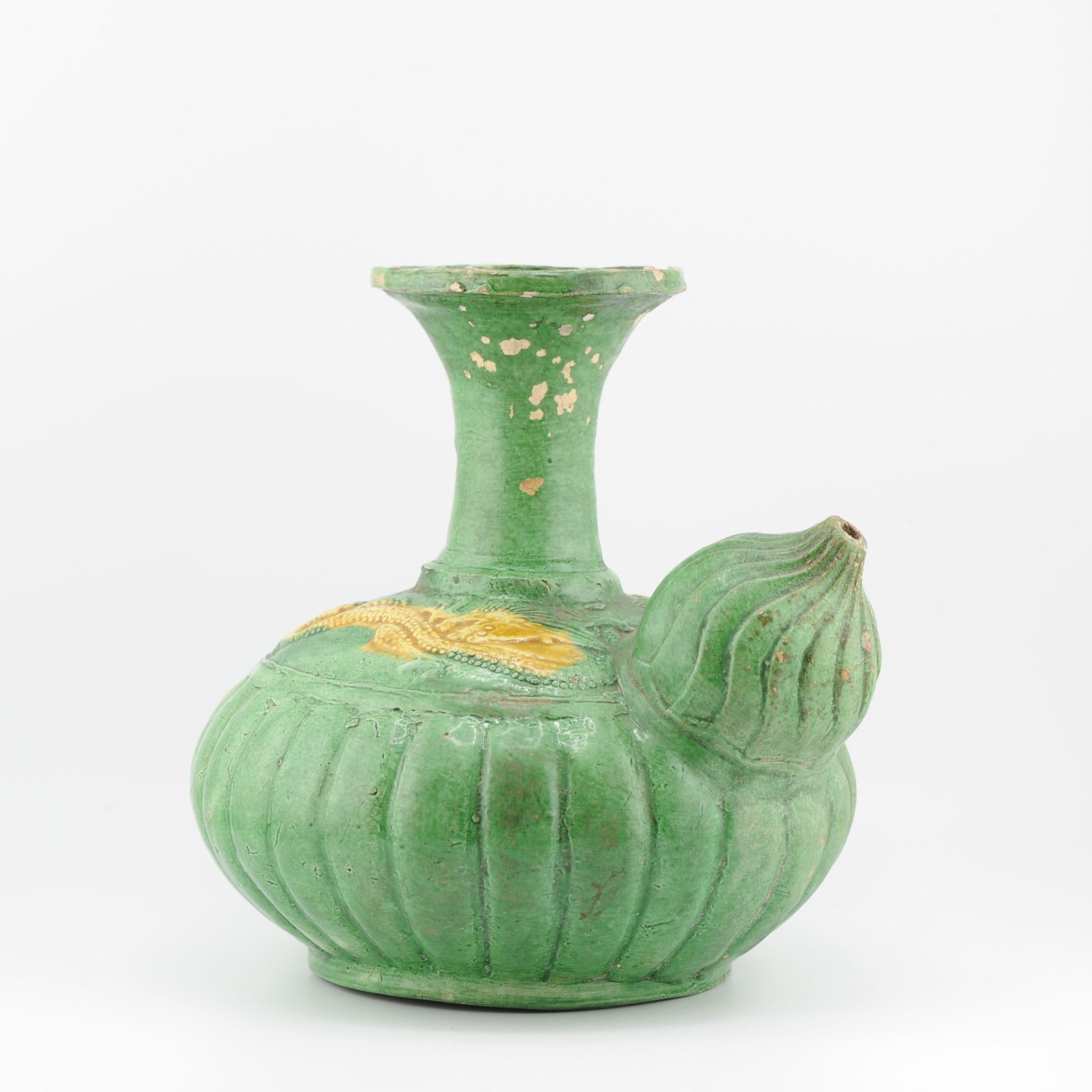 18th Century and Earlier Antique Chinese 16th C Sancai Biscuit Green and Yellow Ghendi porcelain/earth.