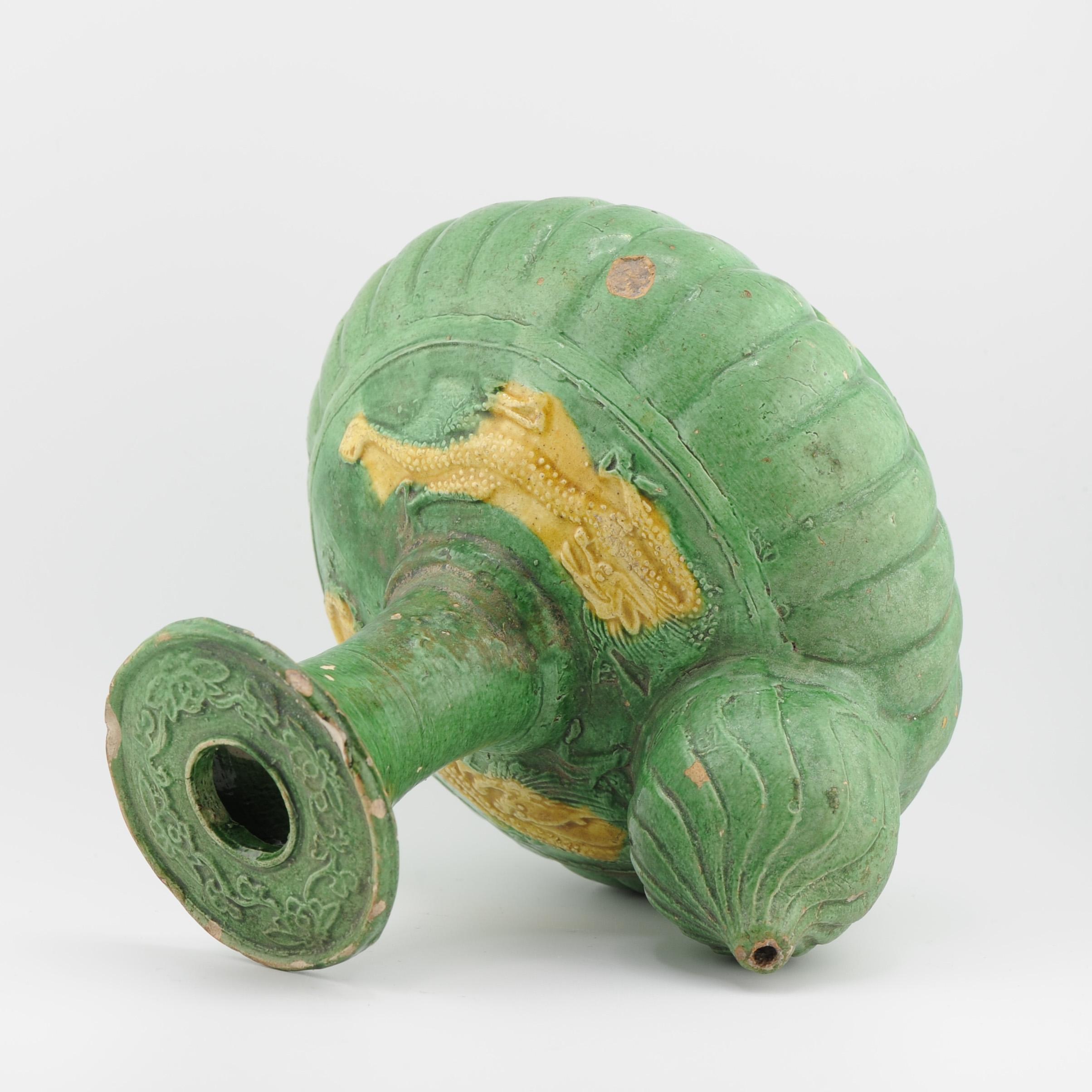Antique Chinese 16th C Sancai Biscuit Green and Yellow Ghendi porcelain/earth. 2