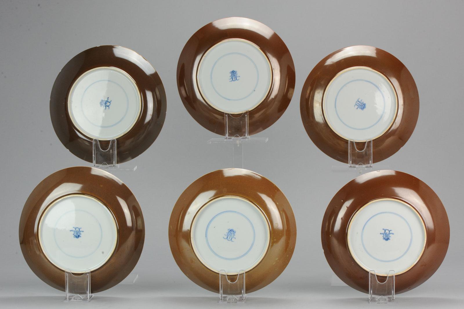 Chinois Ensemble de table chinois ancien de 1700 d'époque Kangxi, bleu et blanc Batavien, marqué de poissons