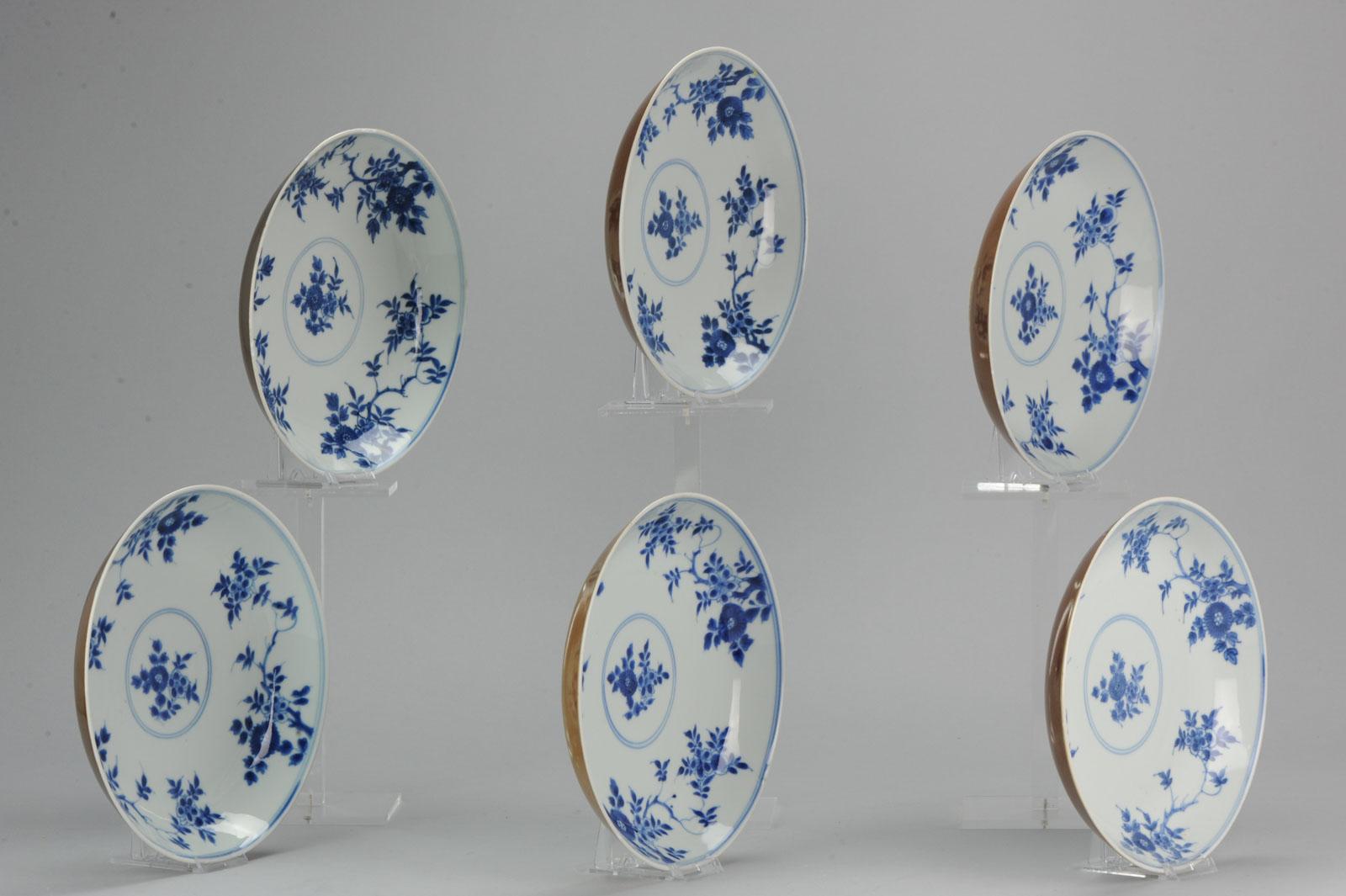 Ensemble de table chinois ancien de 1700 d'époque Kangxi, bleu et blanc Batavien, marqué de poissons 1