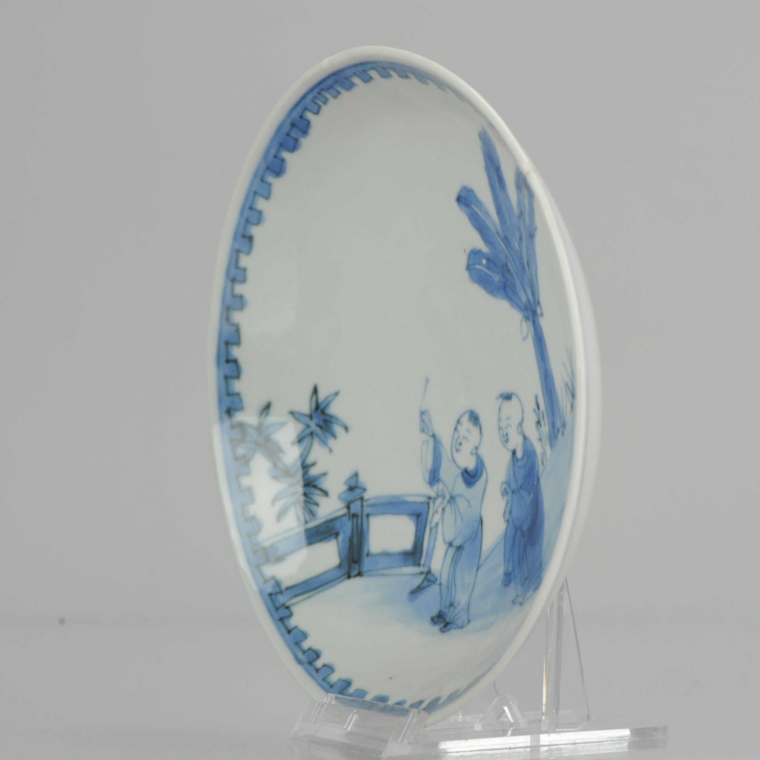 Ming Antique Chinese 17c Kosometsuke Tianqi/Chongzhen Dish Porcelain Playing Boys For Sale