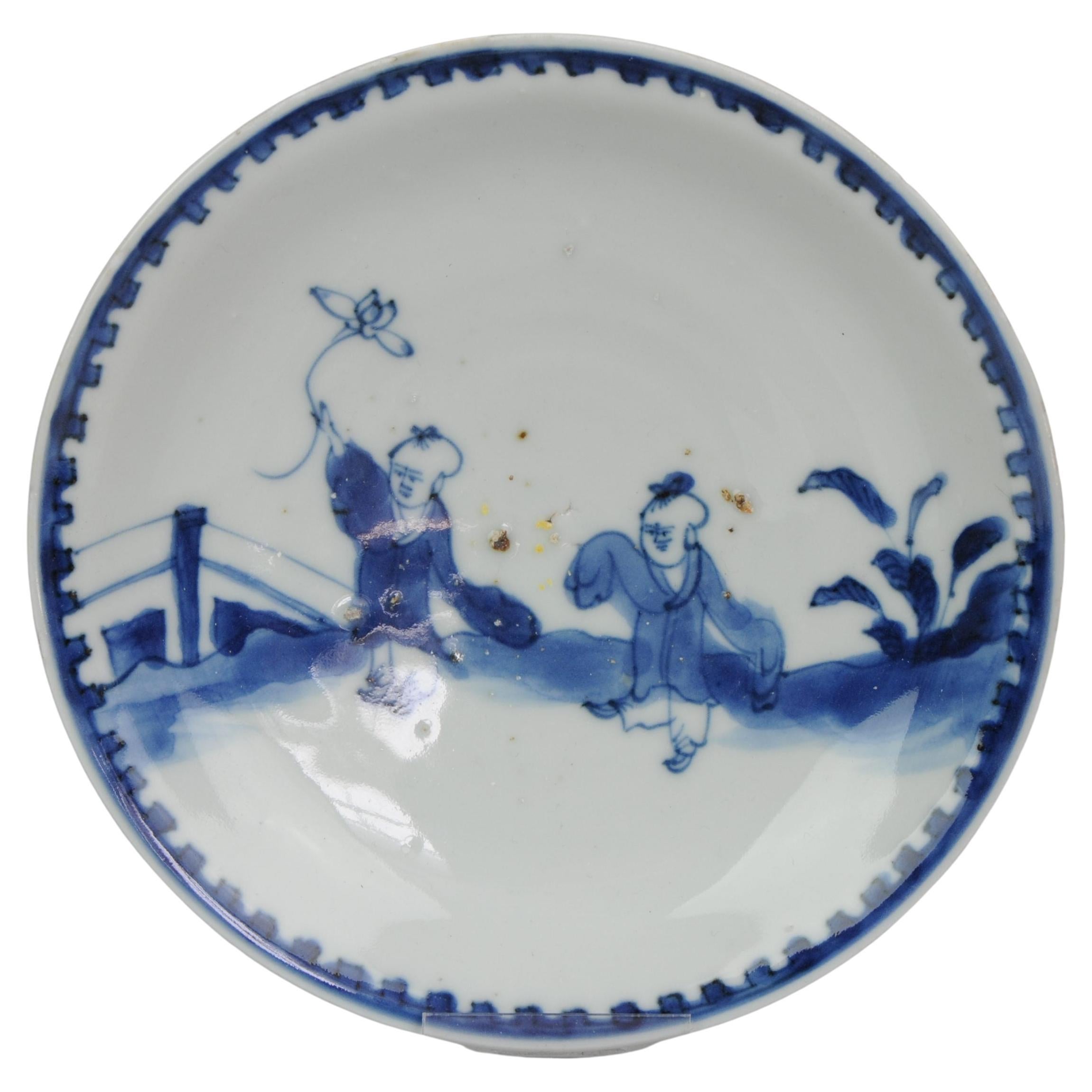 Antiguo Chino 17c Kosometsuke Tianqi/Chongzhen Porcelana Niños con Flor