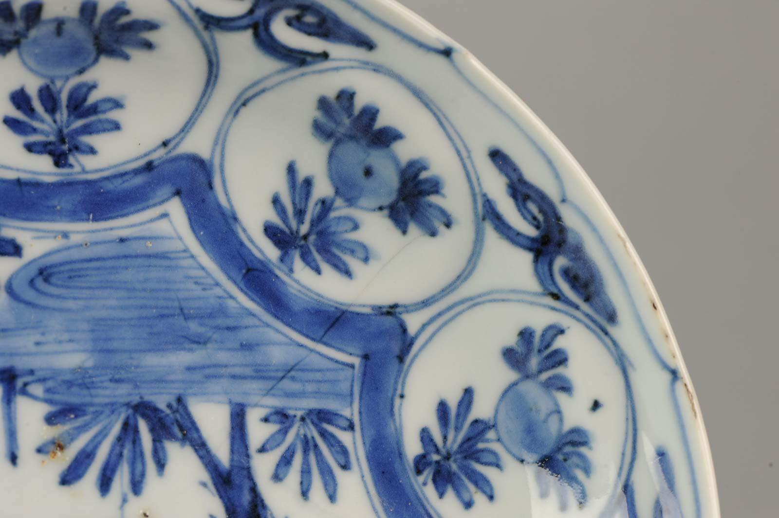 Antique Chinese 17C Porcelain Ming/Transitional Kraak Literati dish For Sale 10