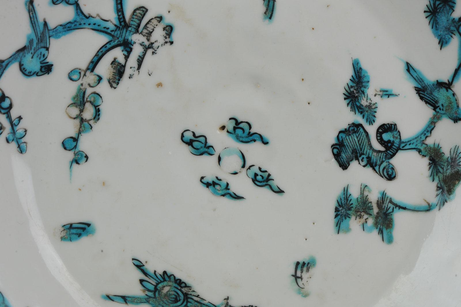 Chinese 17th Century Porcelain Ming Transitional China Plate Zhangzhou Verte For Sale 3