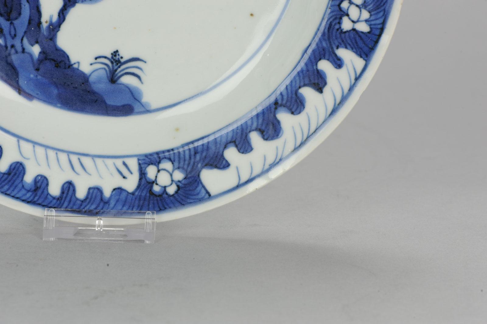 Antique assiette en porcelaine chinoise du 17ème siècle de type Ming/Transitionnel Bleu Tianqi Chongzhen en vente 11