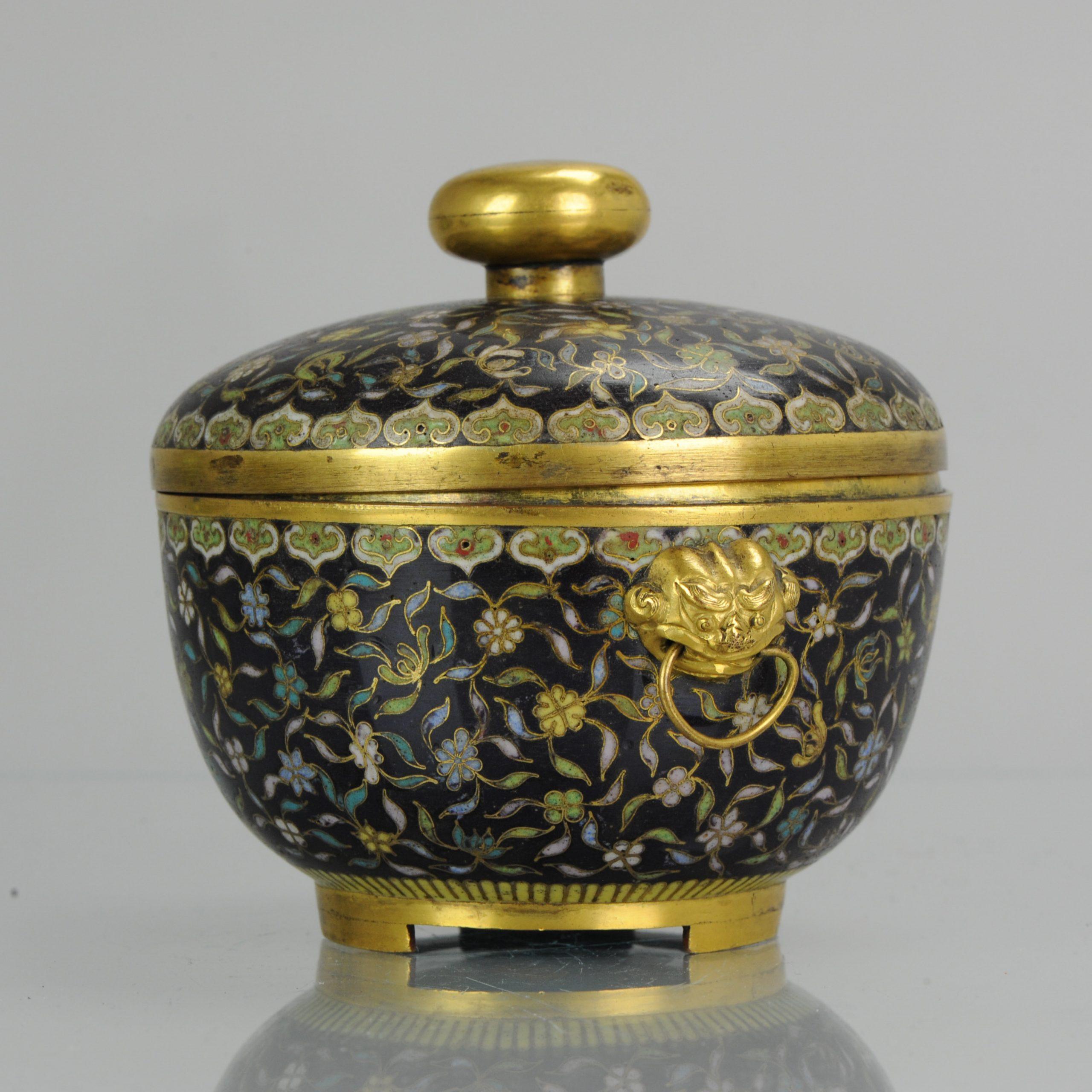 Antique Chinese Bronze Cloisonné Lidded Kamcheng SE Asia market B For Sale 6