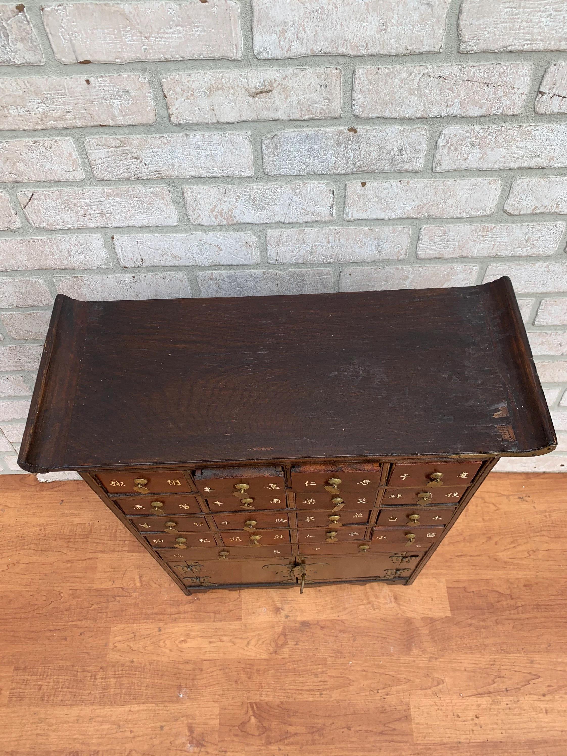 Antique Chinese 18 Drawer Medicine Apothecary Herb Cabinet In Good Condition In Chicago, IL