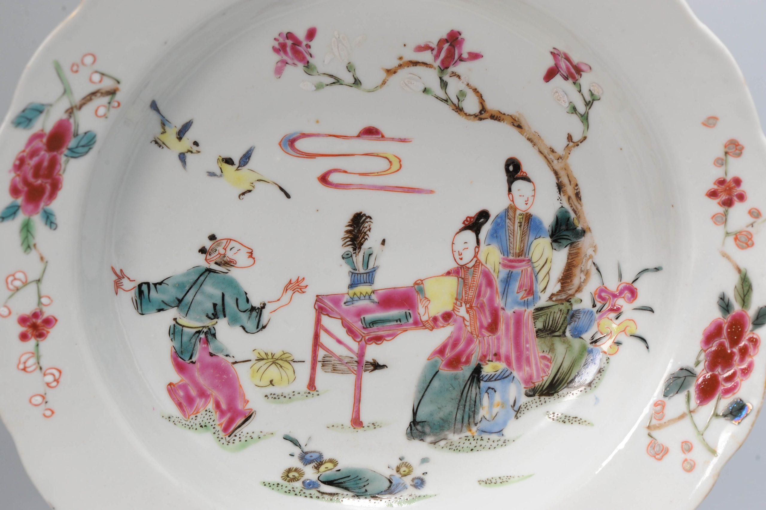 Antique Chinese 18C Famille Rose Figural Lady Plate Yongzheng/Early Qianlong For Sale 4