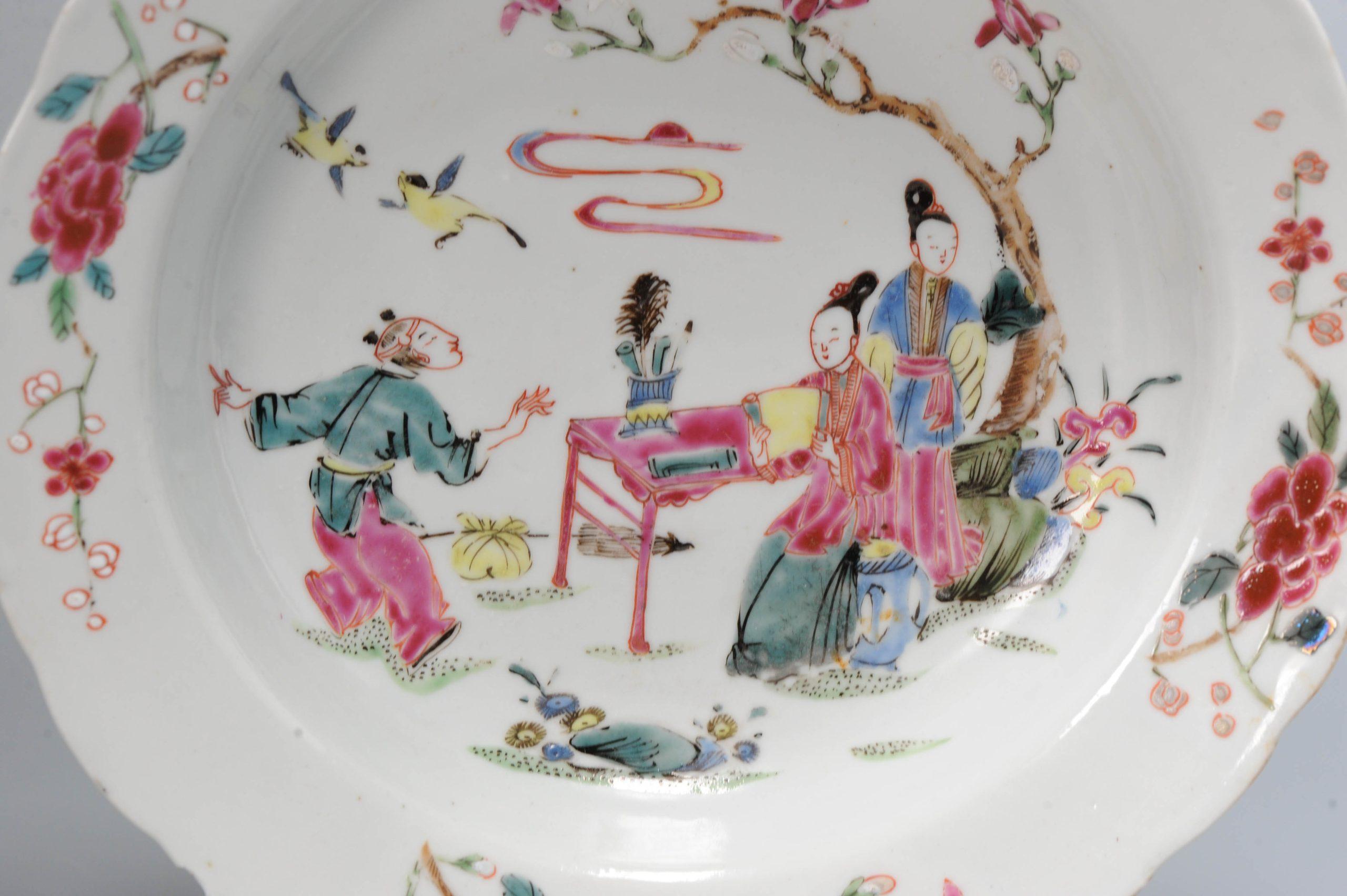 Antique Chinese 18C Famille Rose Figural Lady Plate Yongzheng/Early Qianlong For Sale 6
