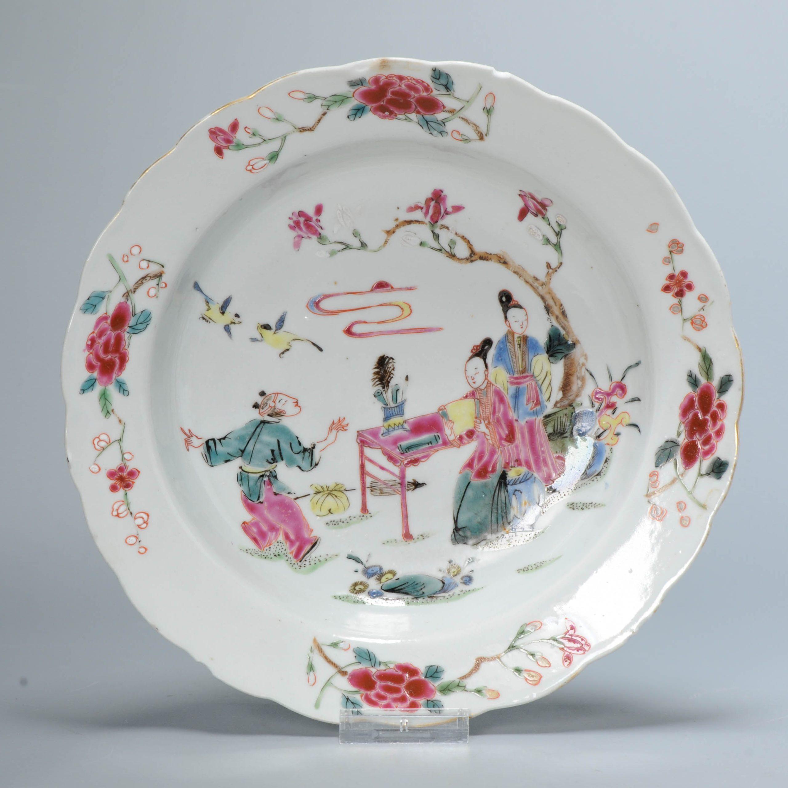 Sharing with you this lovely deep dish from the 18th century, Yongzheng or early Qianlong period. Very rare decoration.

The scene seems to be a nice variation on the beautiful ladies in the garden setting. It depicts the luxurious lifestyle of