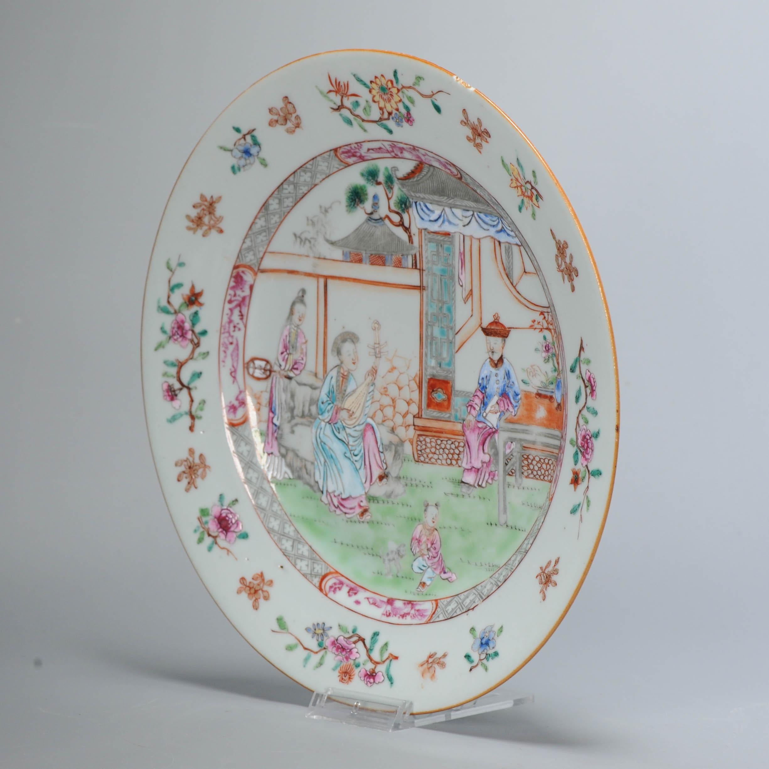 Antique Chinese 18th C Famille Rose Figural Lady Plate Yongzheng/ Early Qianlong In Good Condition For Sale In Amsterdam, Noord Holland