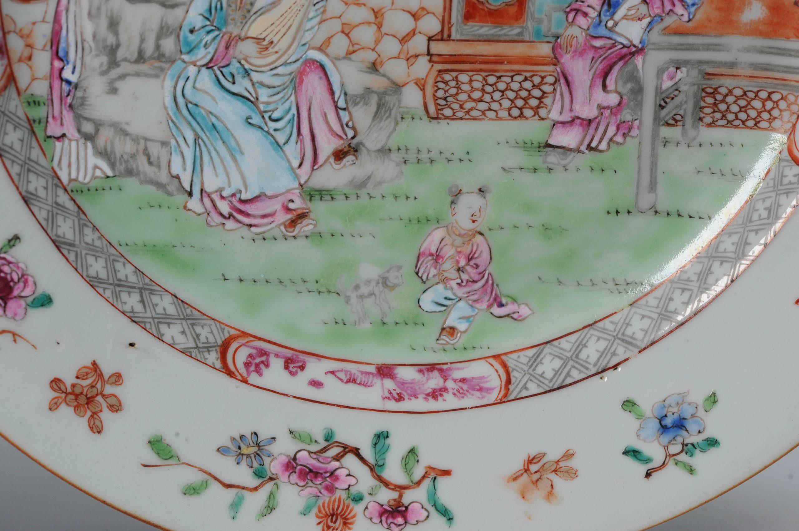 Antique Chinese 18th C Famille Rose Figural Lady Plate Yongzheng/ Early Qianlong For Sale 3