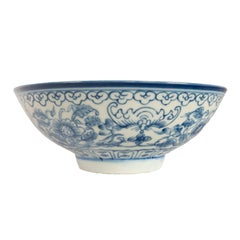 Antique Chinese 18thC Style Qianlong Qing Dynasty Blue White Porcelain Bowl 1880