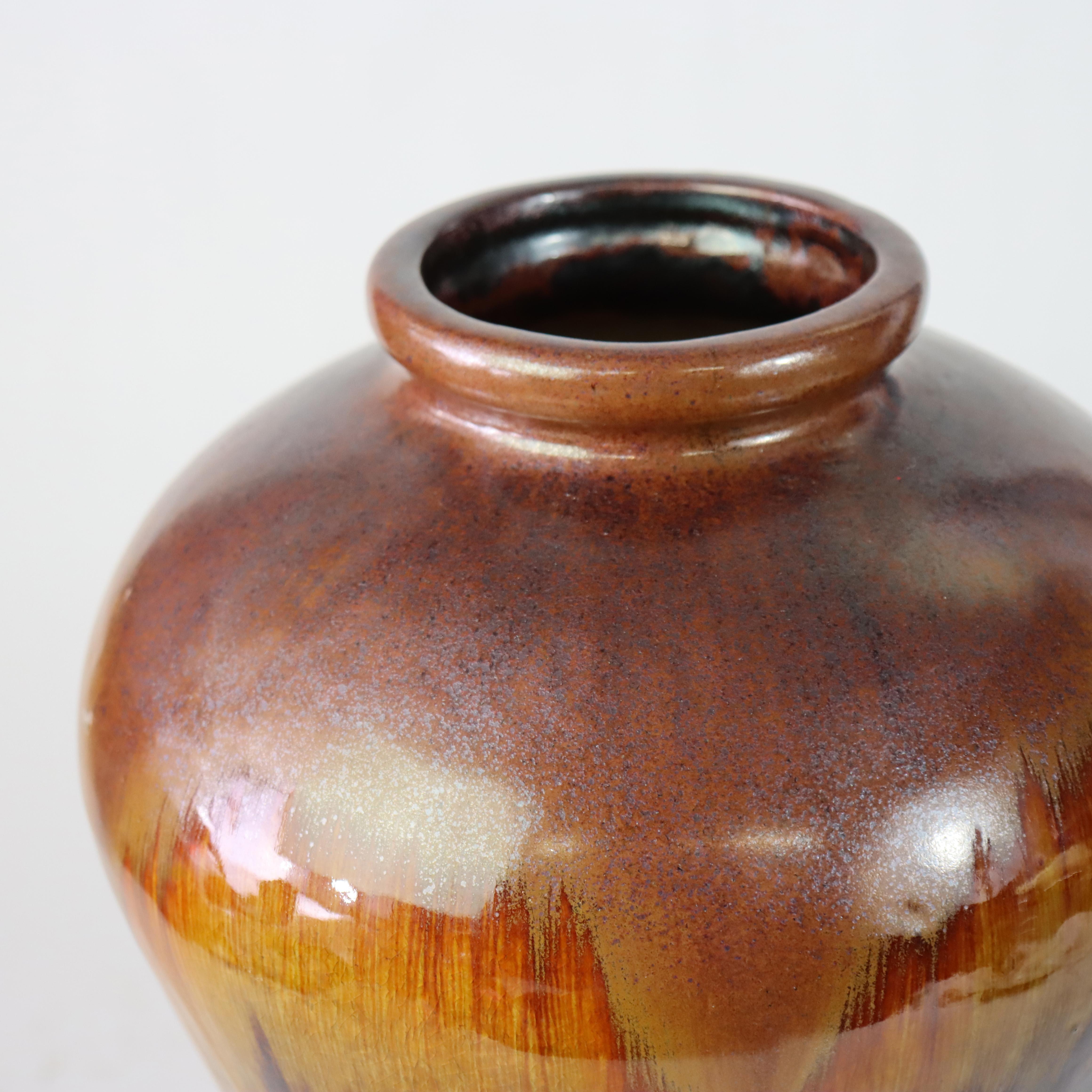 Ancien vase de sol en poterie flambée chinoise de 19 pouces, datant de 1910 en vente 1