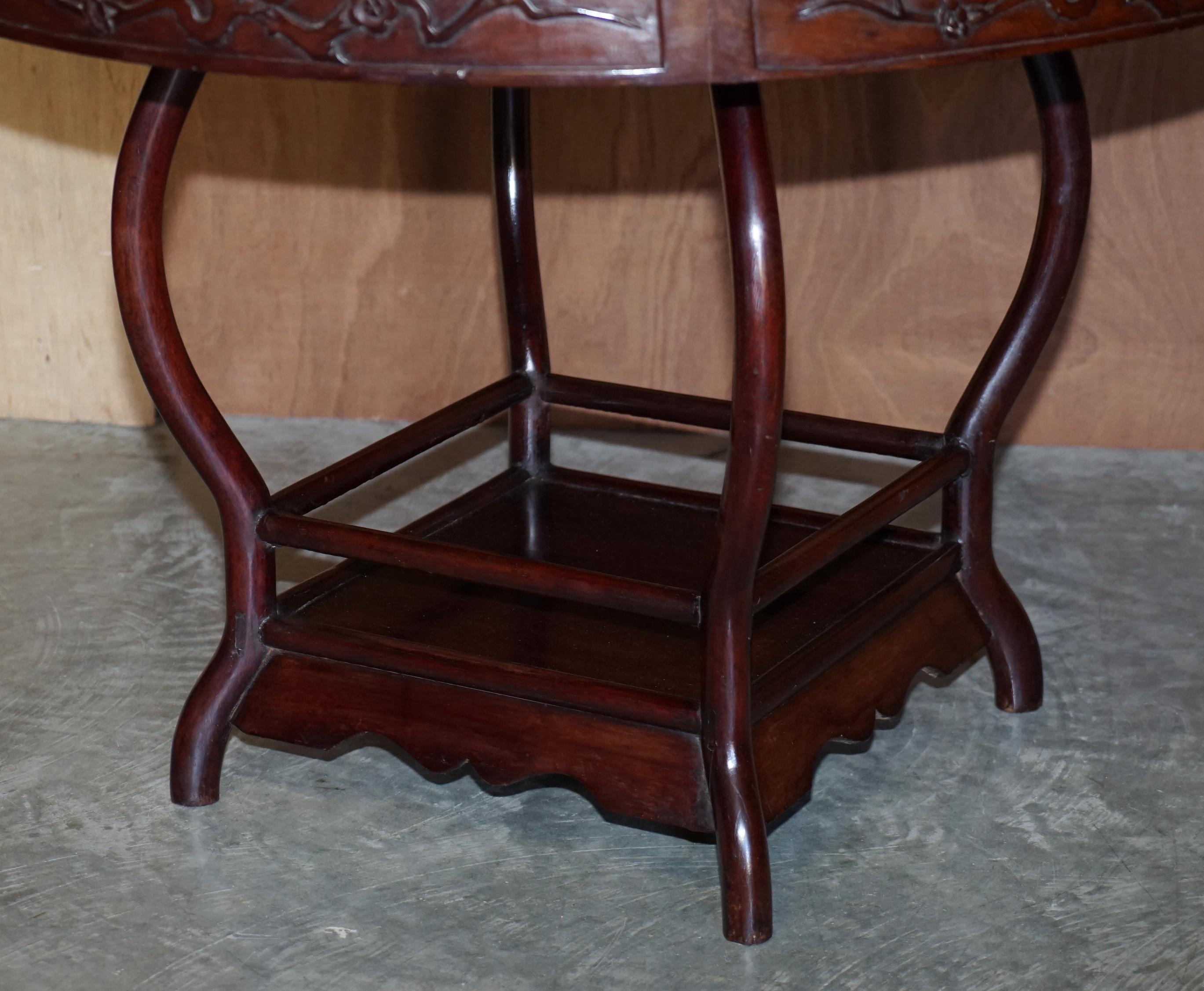 Chinese Republic Circa 1930's Hardwood Mother of Pearl Inlaid Table & Stools For Sale 4