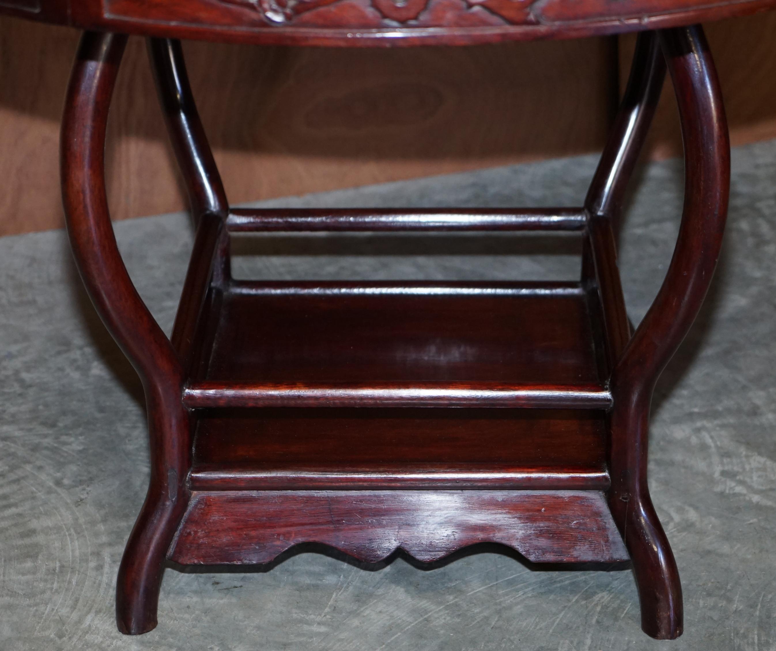 Chinese Republic Circa 1930's Hardwood Mother of Pearl Inlaid Table & Stools For Sale 5