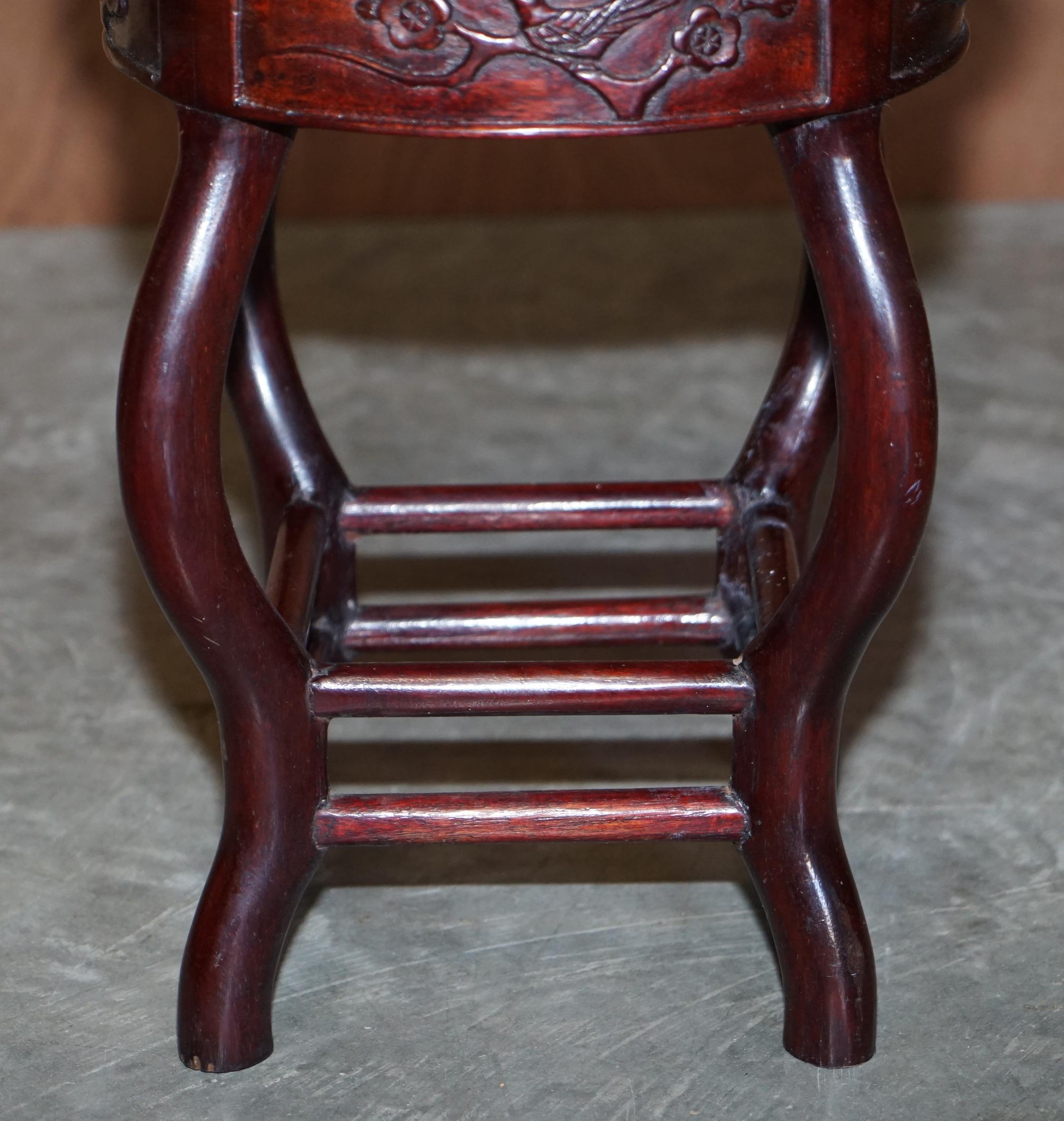 Chinese Republic Circa 1930's Hardwood Mother of Pearl Inlaid Table & Stools For Sale 12