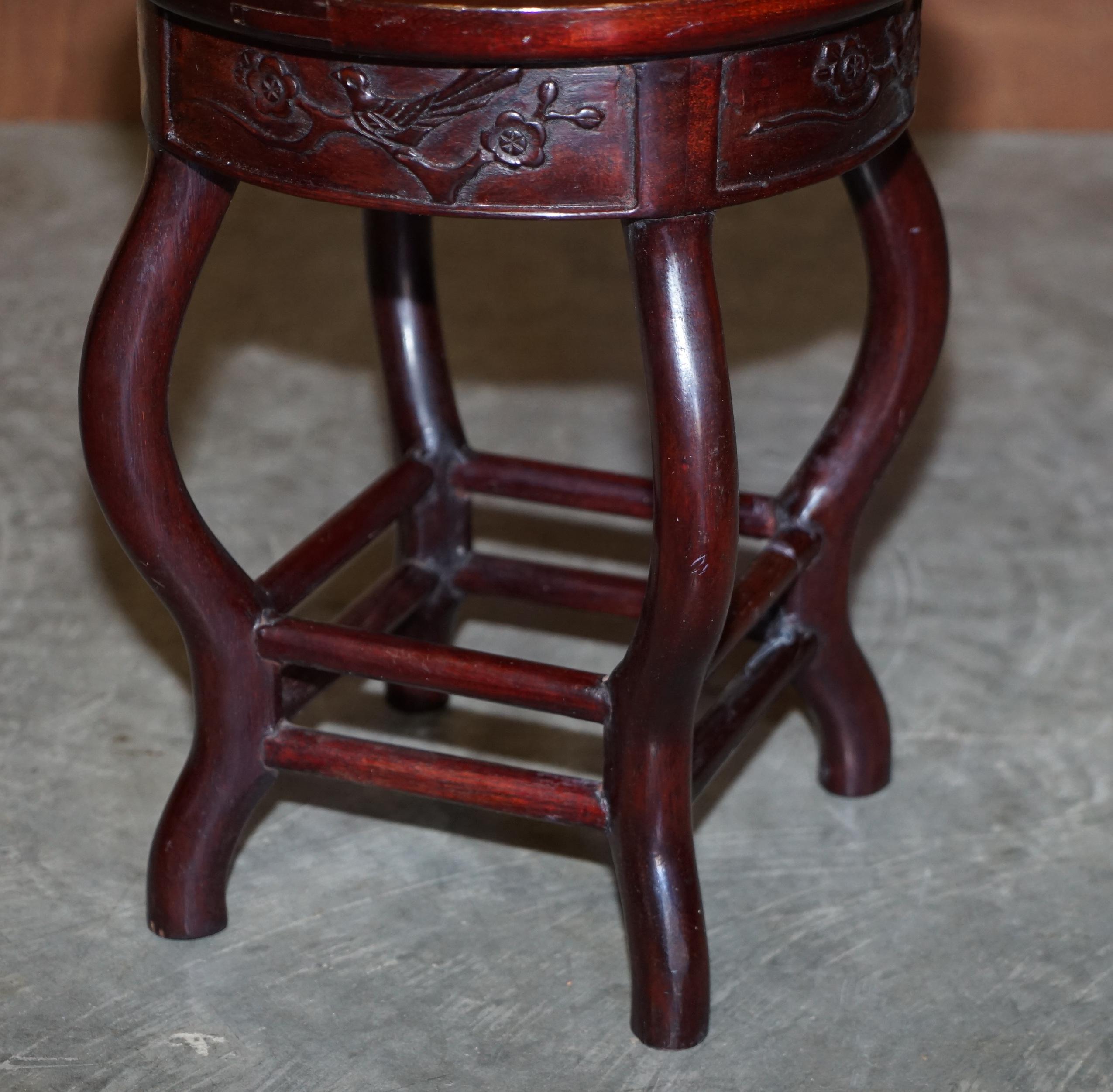 Chinese Republic Circa 1930's Hardwood Mother of Pearl Inlaid Table & Stools For Sale 14