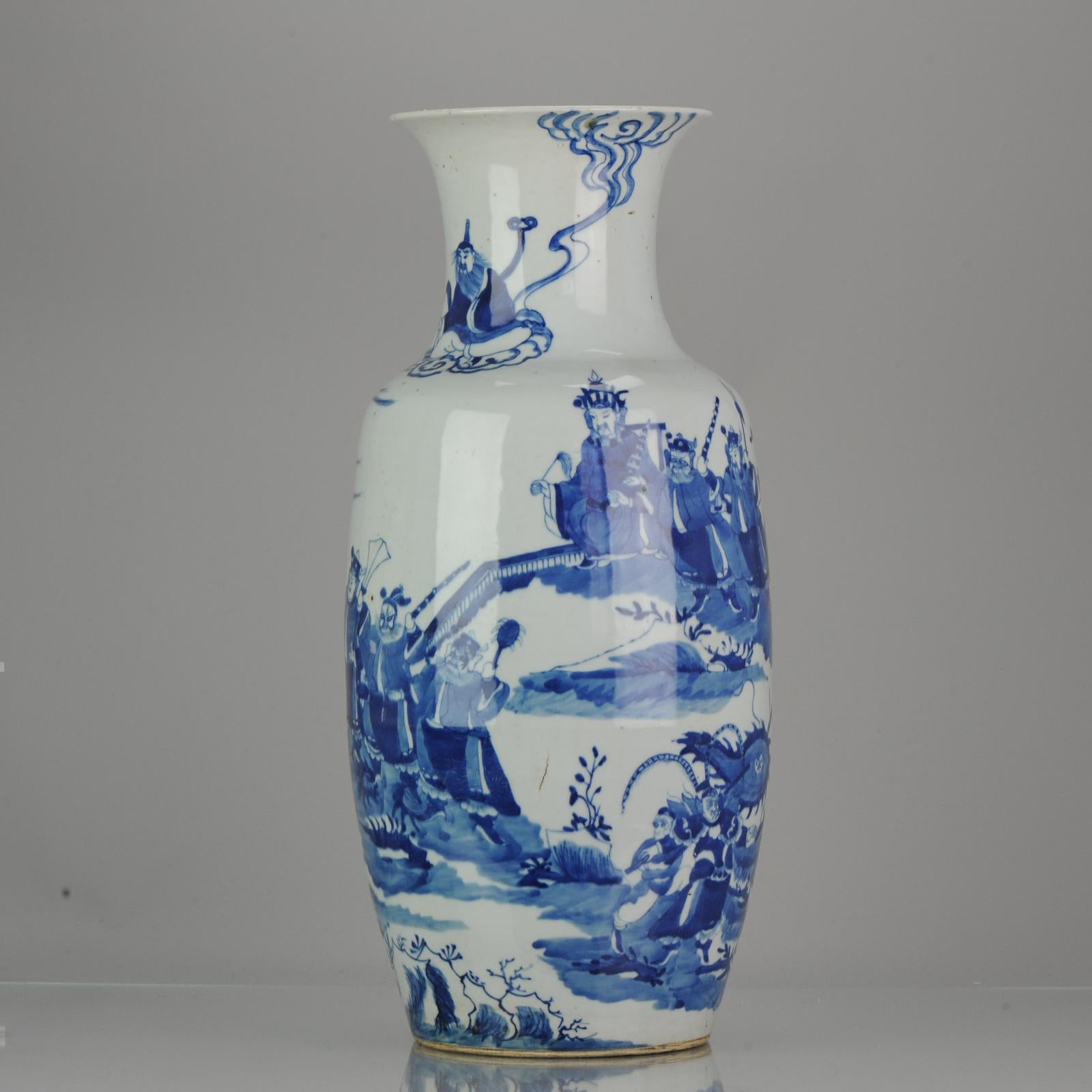 Antique Chinese 19th Century Baluster Vase Scene of the Heibai Wuchang 5