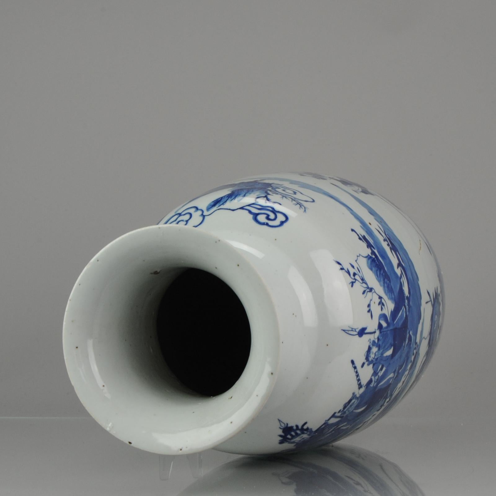 Antique Chinese 19th Century Baluster Vase Scene of the Heibai Wuchang 8
