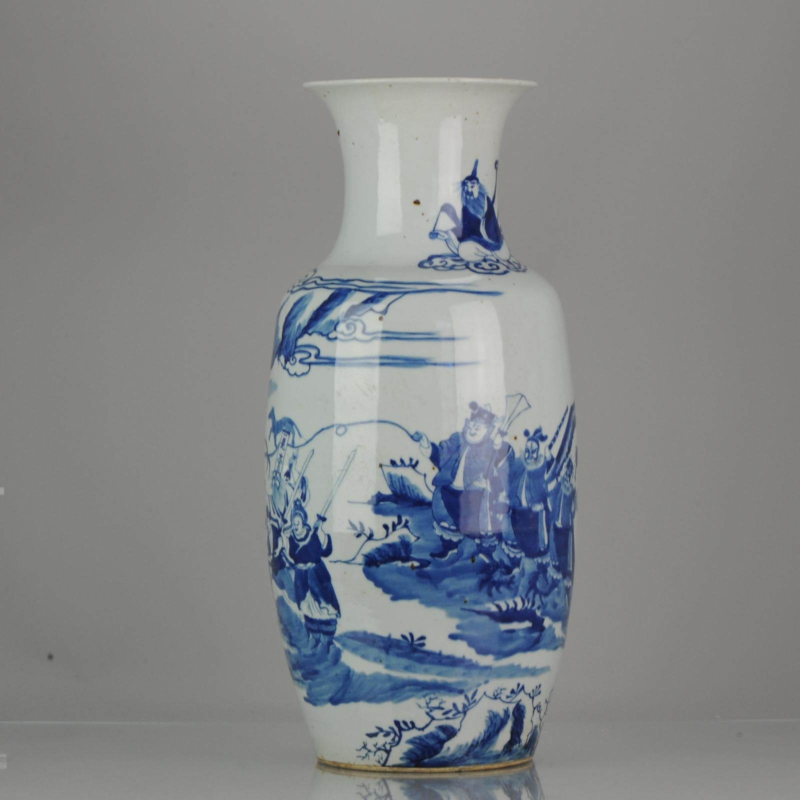 Antique Chinese 19th Century Baluster Vase Scene of the Heibai Wuchang 3