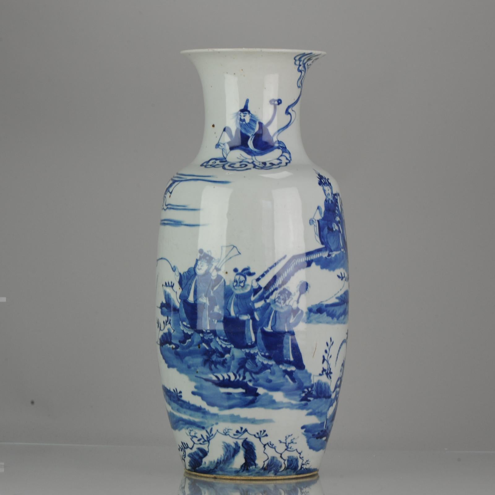 Antique Chinese 19th Century Baluster Vase Scene of the Heibai Wuchang 4