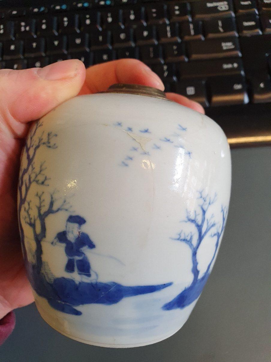 19th Century Antique Chinese 19th Porcelain Bleu de Hue Water Pipe Vietnamese Hookah