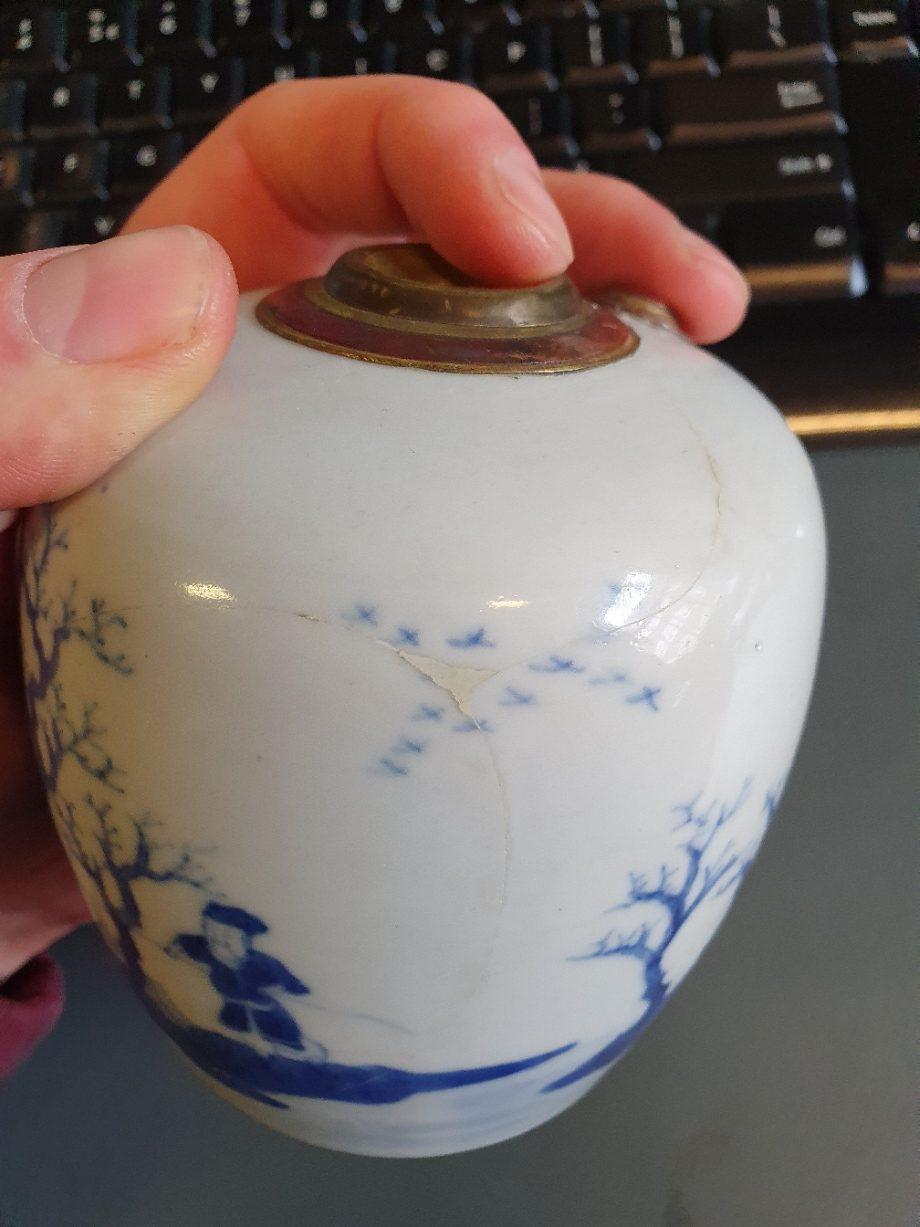 Antique Chinese 19th Porcelain Bleu de Hue Water Pipe Vietnamese Hookah 1